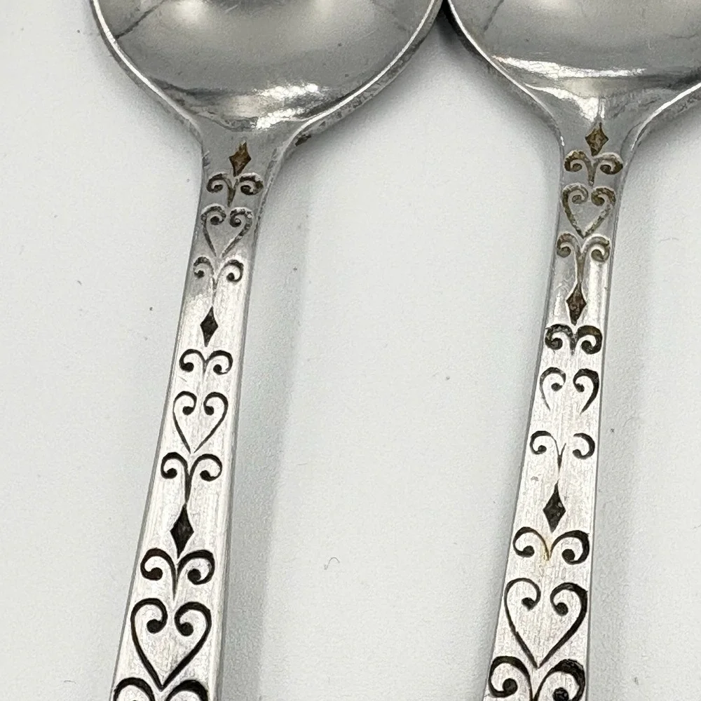 Interpur MCM Set-Spoons Stainless Faux Wood Handle‎ 5 Teaspoons 1 Tablespoon Rd